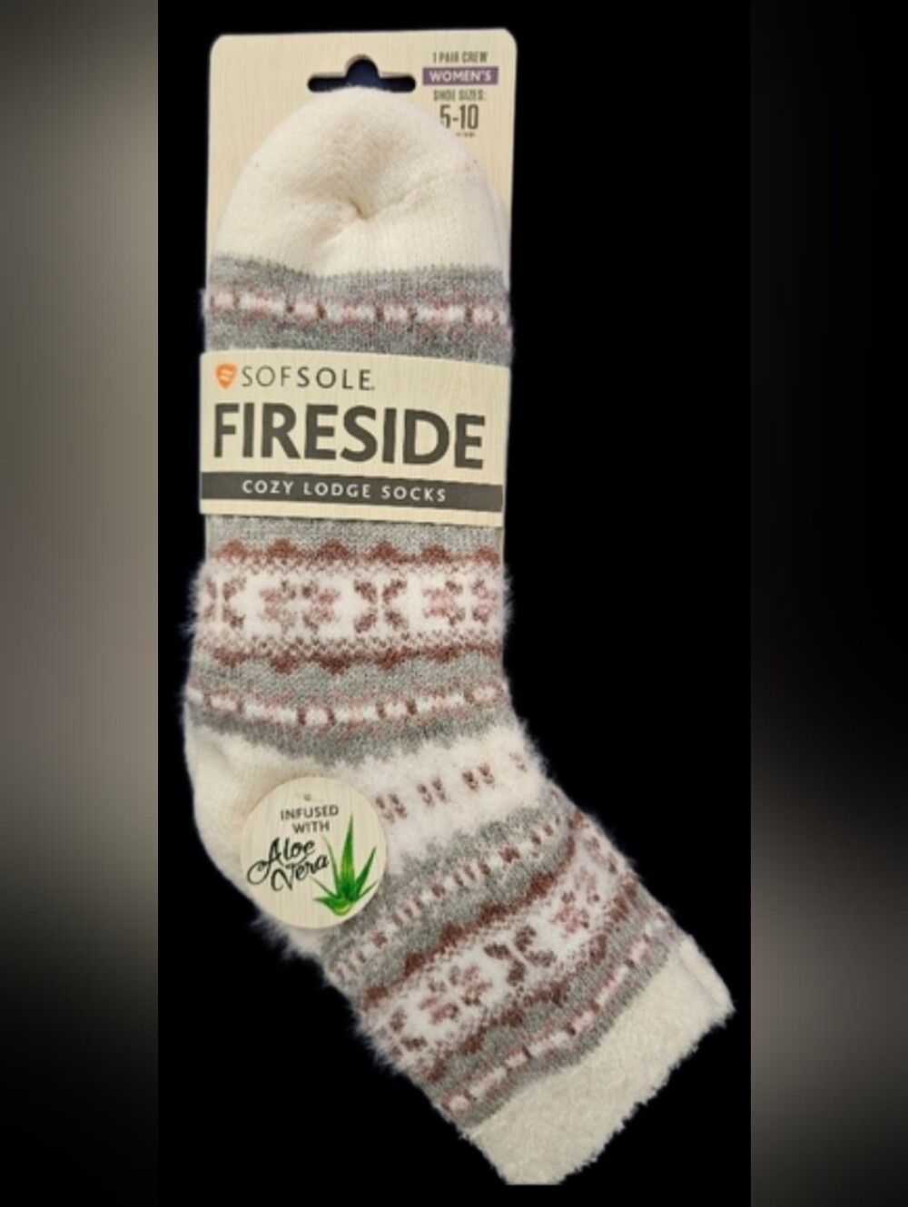Fireside Aloe Infused Socks - Cream and Gray